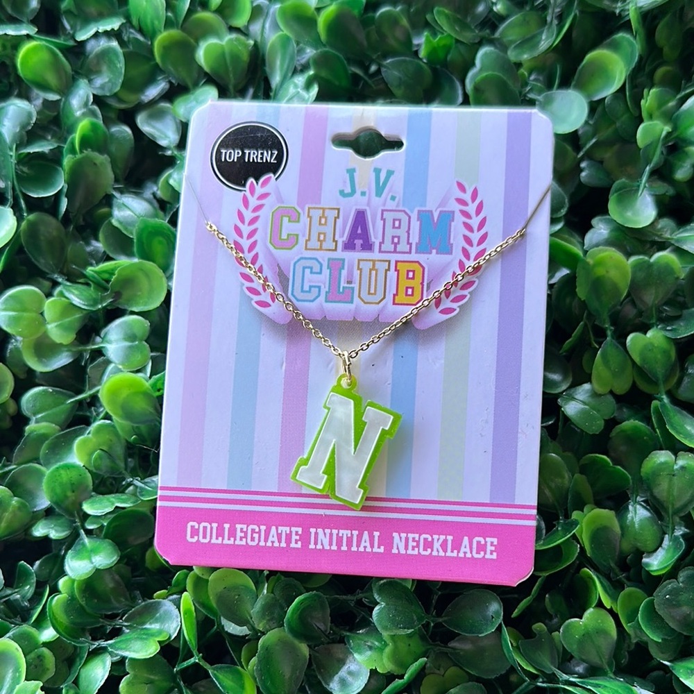 Green Initial Necklace
